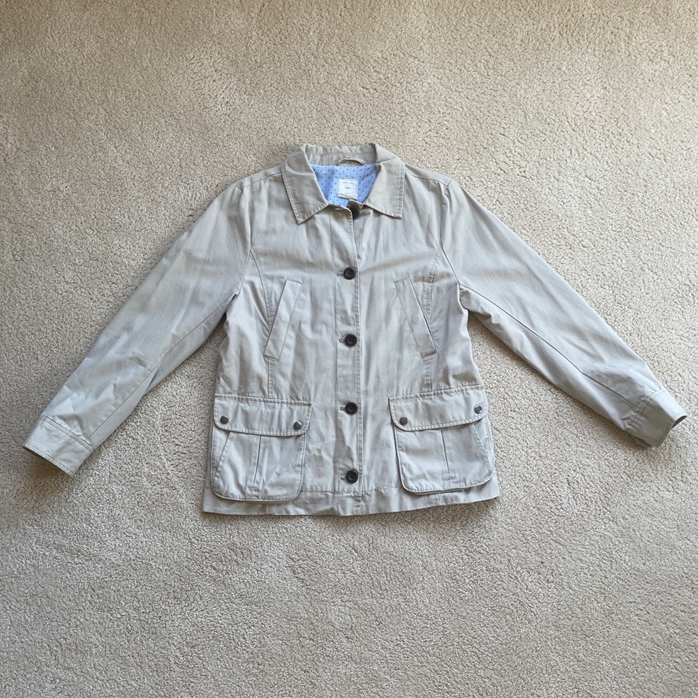 Women’s Beige Button-Front Safari Utility Jacket